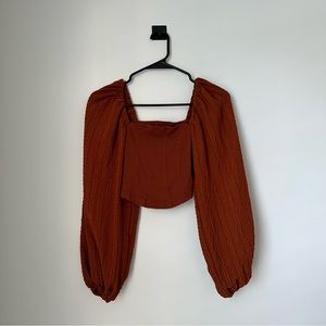 Urban Outfitters Sienna Lace Sleeve Crop Top